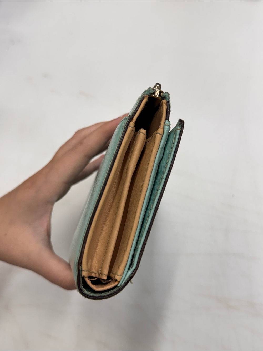 Kate Spade Wellesley Neda Teal Blue Aqua XL Leather Zip Around Wristlet Wallet - Picture 3 of 8